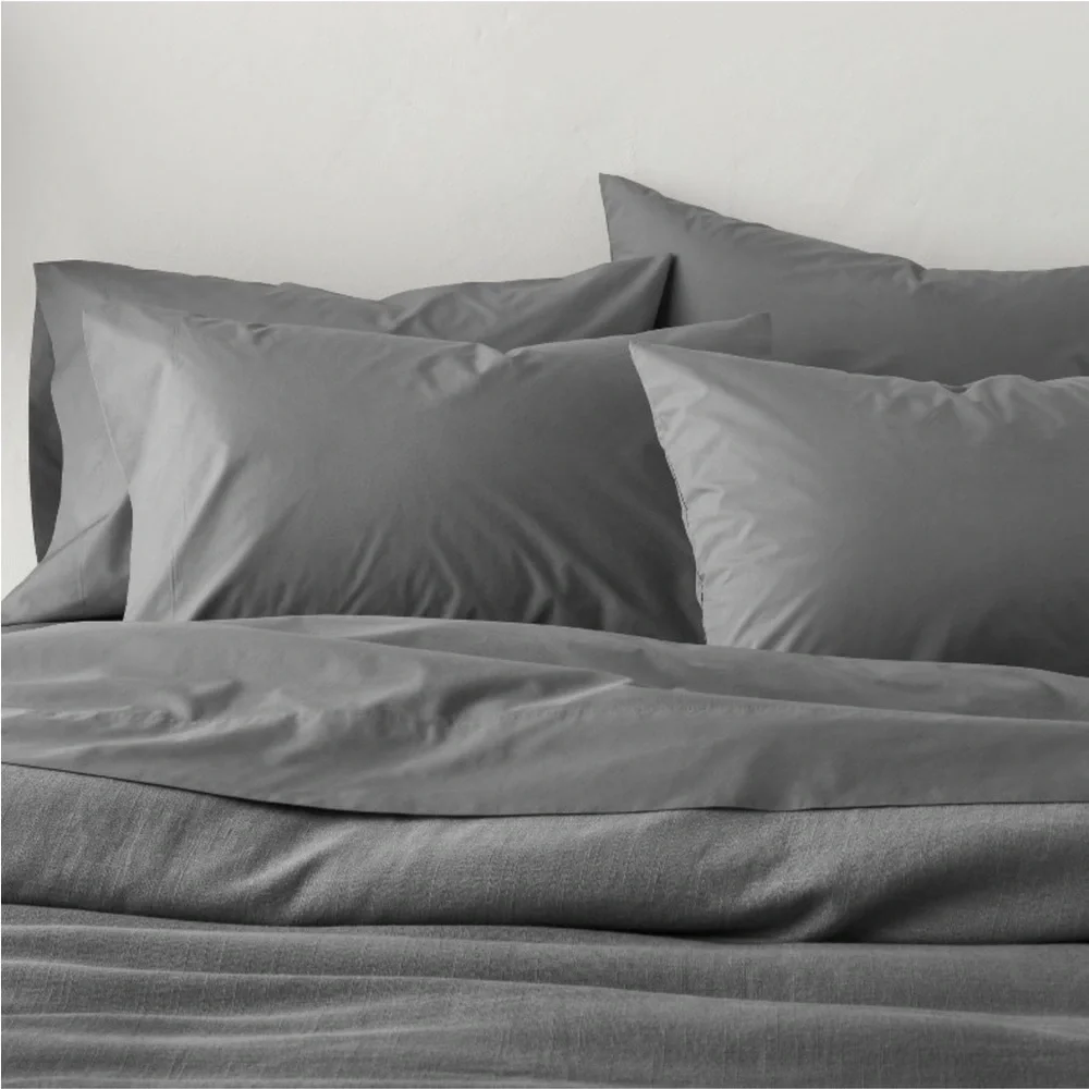 King Washed Supima Percale Solid Pillowcase Set Dark Gray - Casaluna™ new